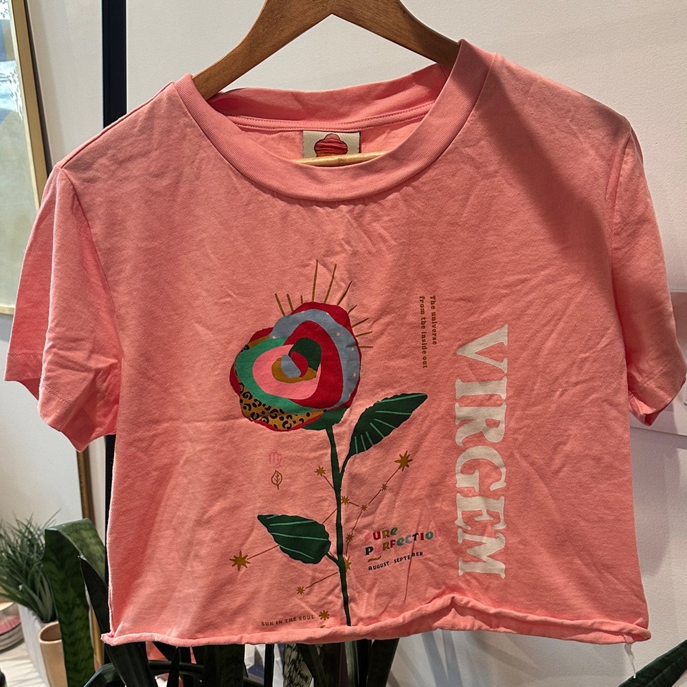 Pink Graphic T-Shirt with Floral Design